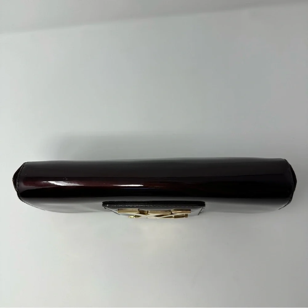 Louis Vuitton Dark Burgundy Clutch with Gold Logo